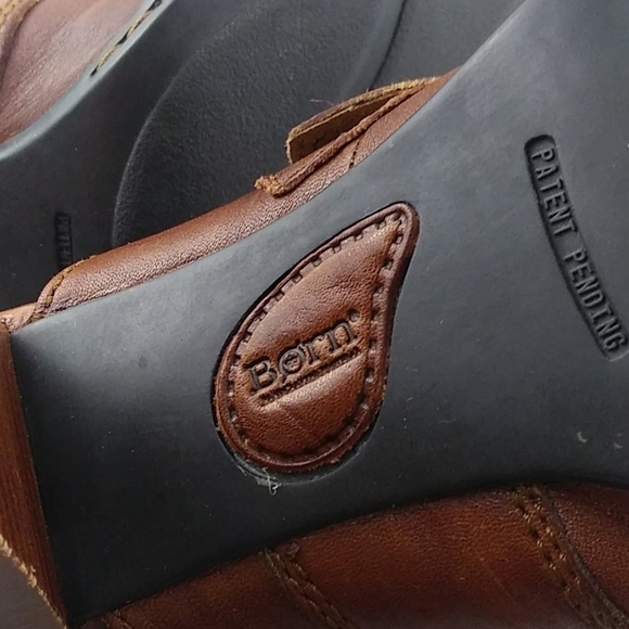 Born Handcrafted Footwear Brown Leather Upper Almond Toe Blocked Heel Clog Shoe - Picture 10 of 14